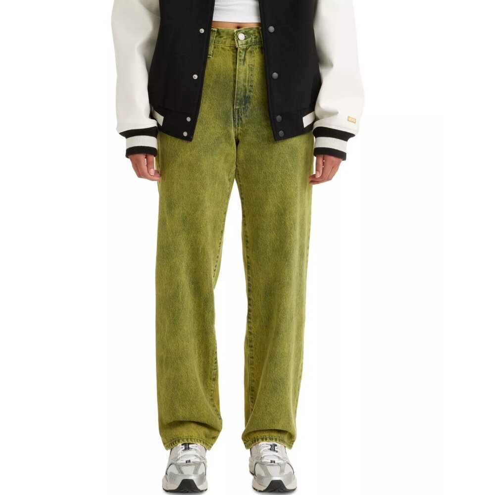 Levi's Womens Acid Pea Green Wash Mid Rise 94 Baggy Slouchy Jeans NWT Size 26